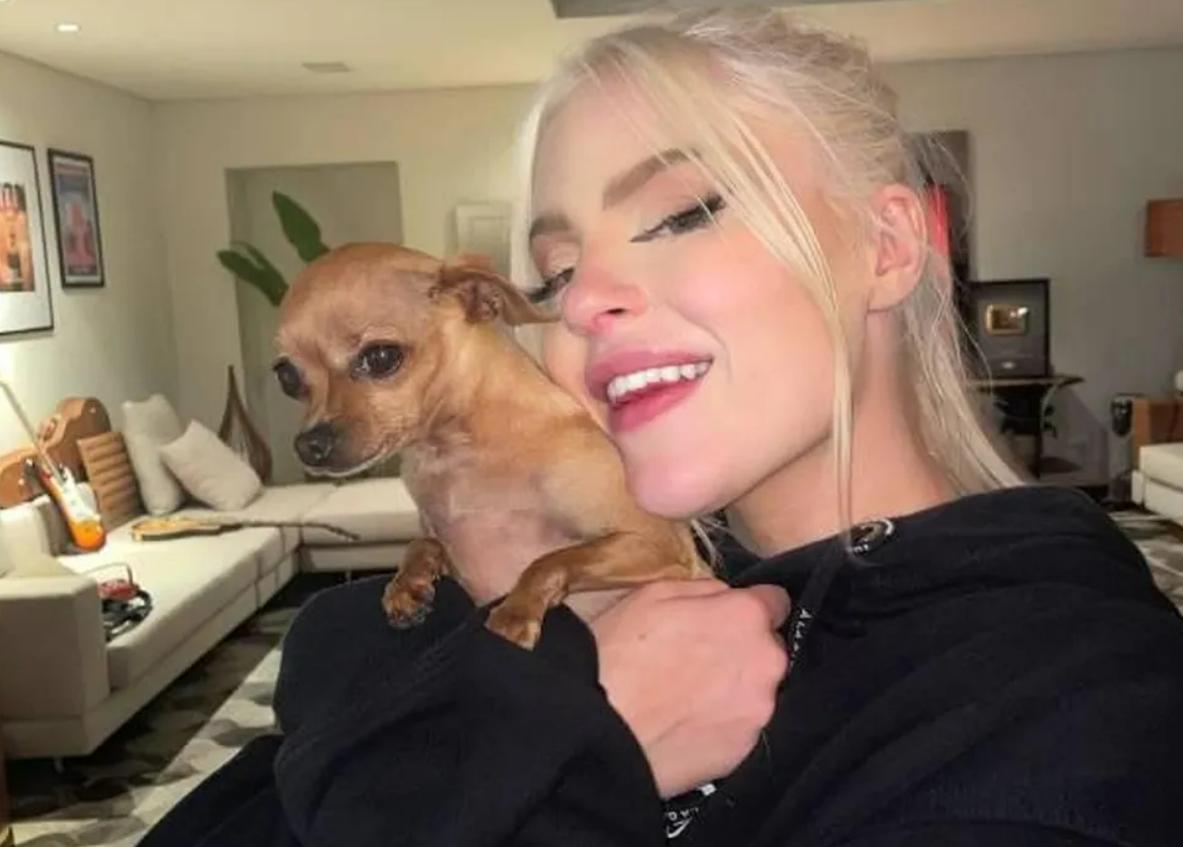 Luísa-Sonza e sua cachorra Gisele Pinscher